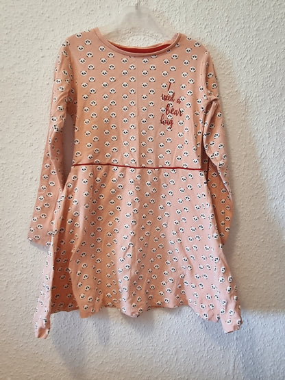 Apricot Langarmkleid mit Bären 116/122