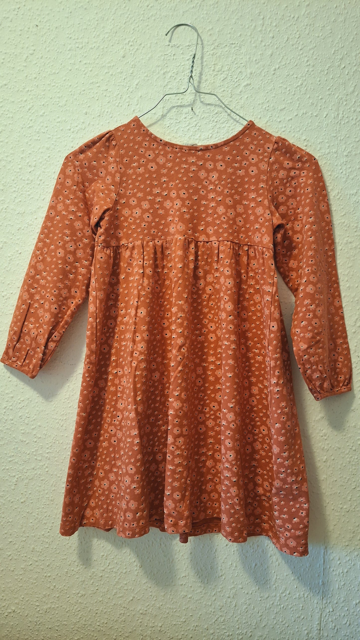 Langarmkleid mit Blumen in Bordeaux-Rot 122