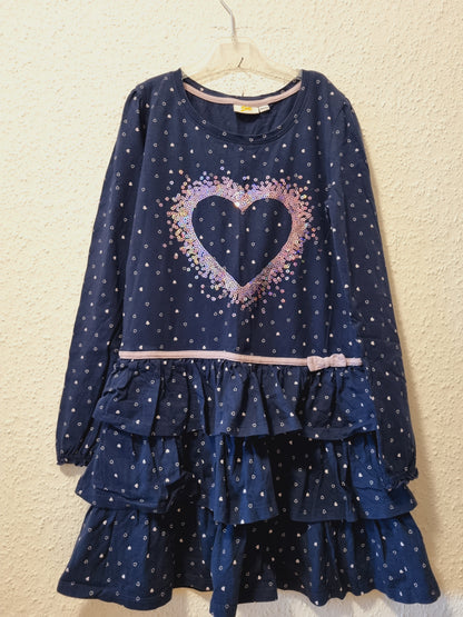 Langarmkleid mit Lila Pailettenherz