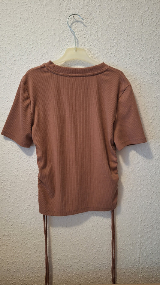 Gerafftes Shirt Braun