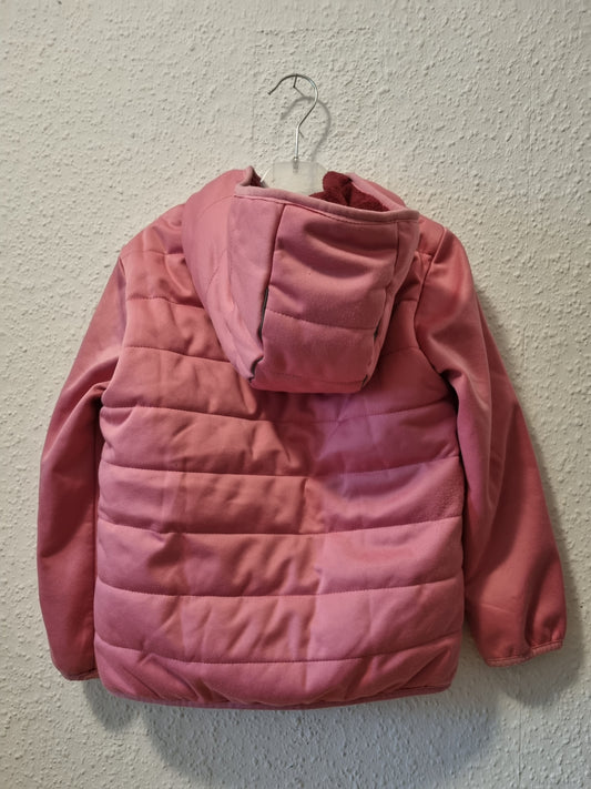 Gefütterte Steppjacke in Pink mit Mütze