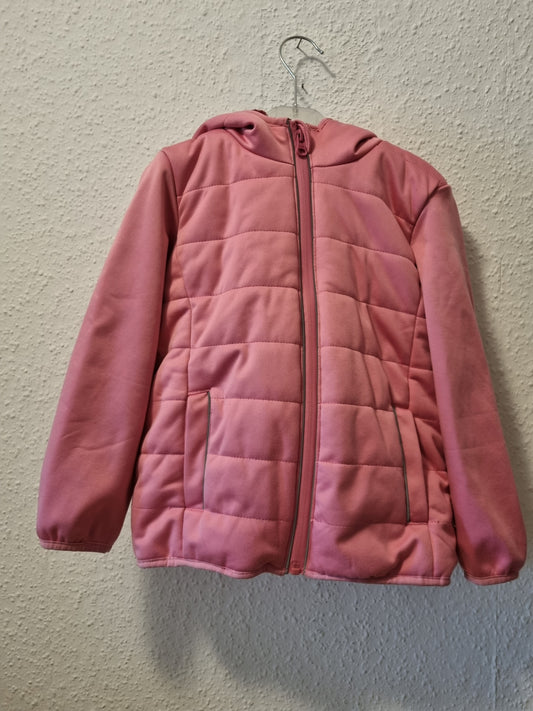 Gefütterte Steppjacke in Pink mit Mütze
