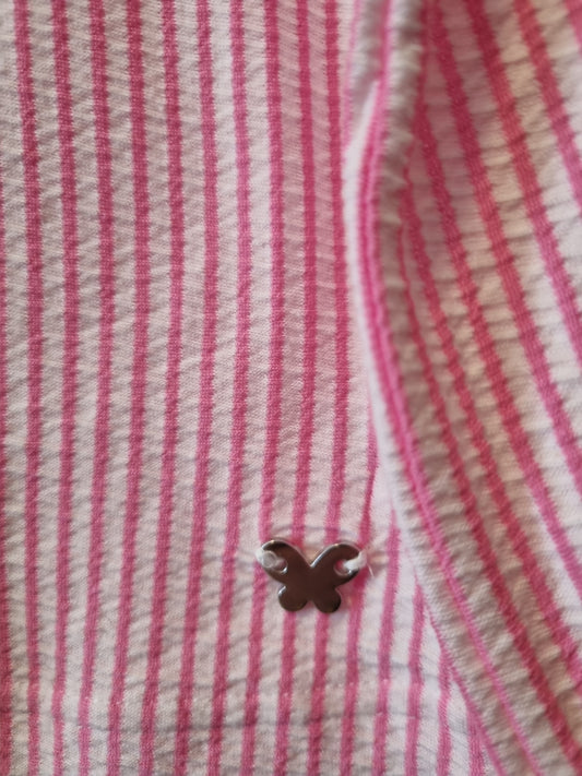 Leichtes Langarmoberteil in Weiß-Rosa gestreift 122