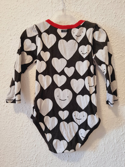 Langarmbody Schwarz mit Herzen 98