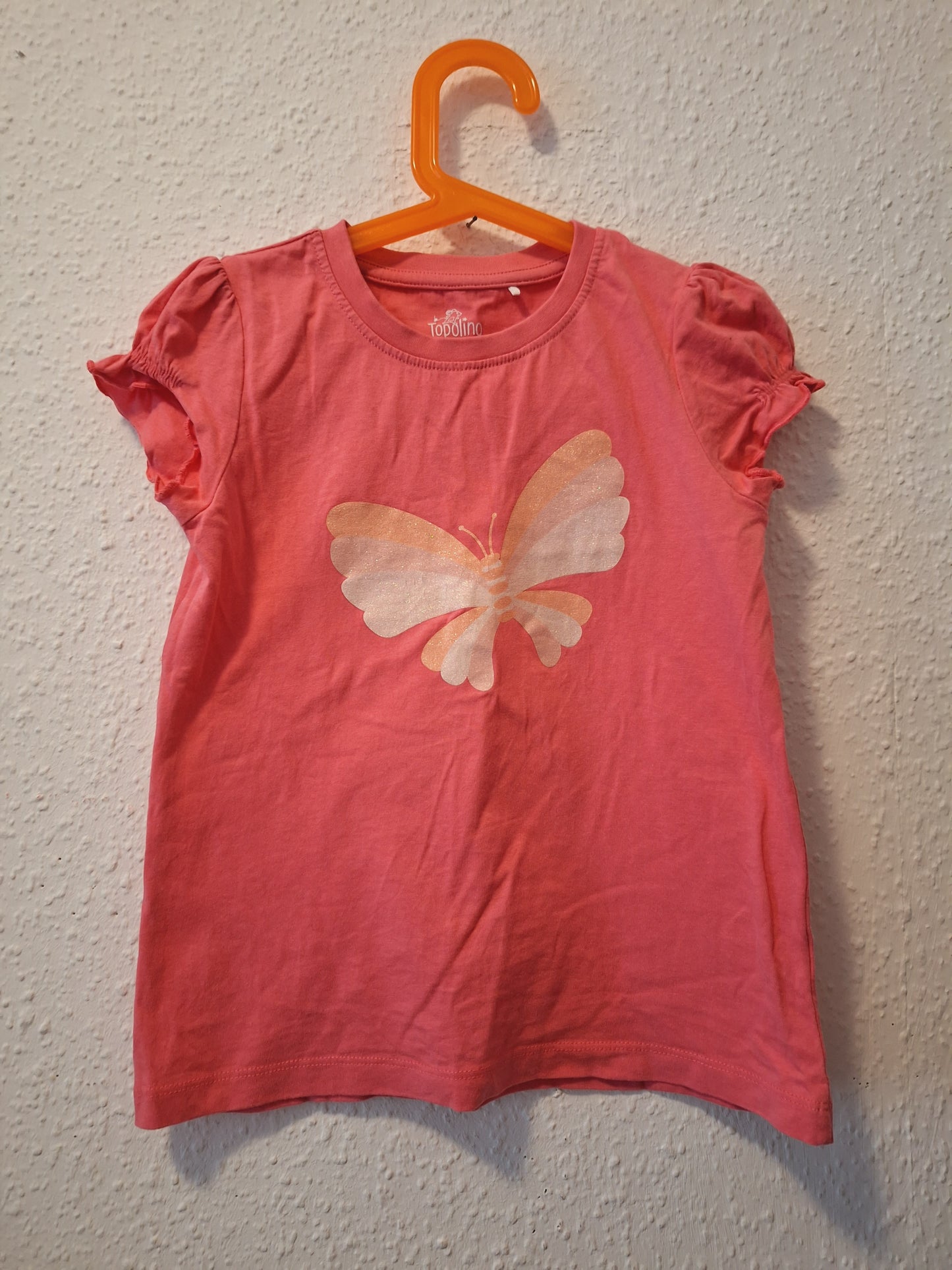 Shirt Pink mit Glitzer Schmetterling 116