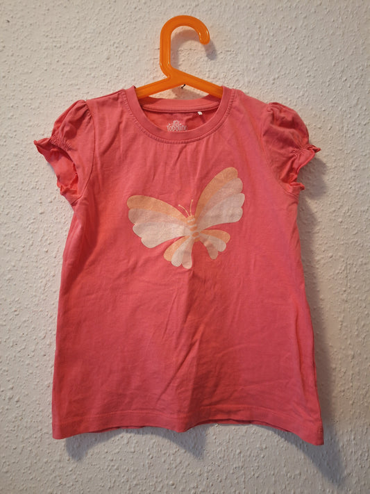 Shirt Pink mit Glitzer Schmetterling 116