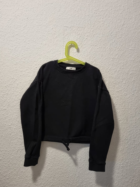 Schwarzer Pullover mit Zugband