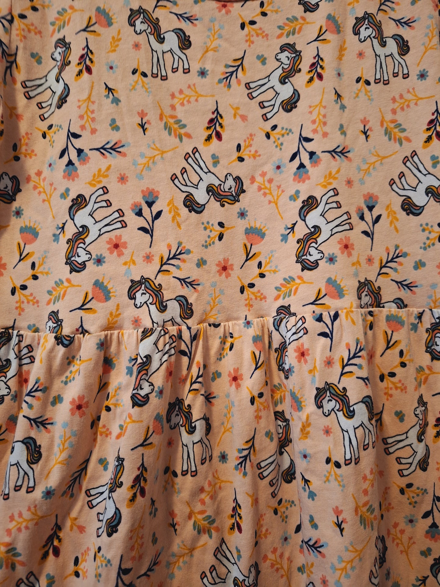 Langarmkleid apricot mit Einhörner 122