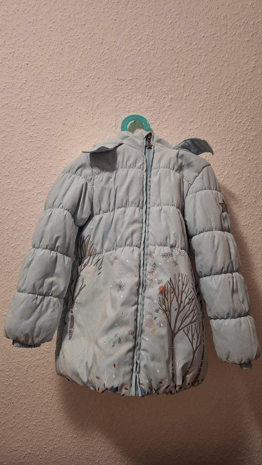Hellblaue Winterjacke mit Kaputze