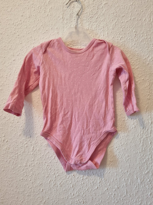 Langarmbody Rosa mit weißen Pünktchen 74