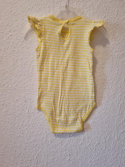 Kurzarmbody in Gelb gestreift 74/80