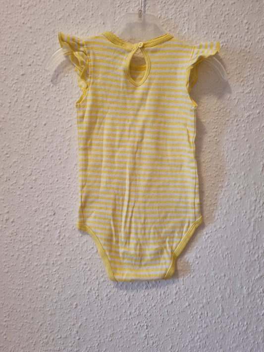 Kurzarmbody in Gelb gestreift 74/80