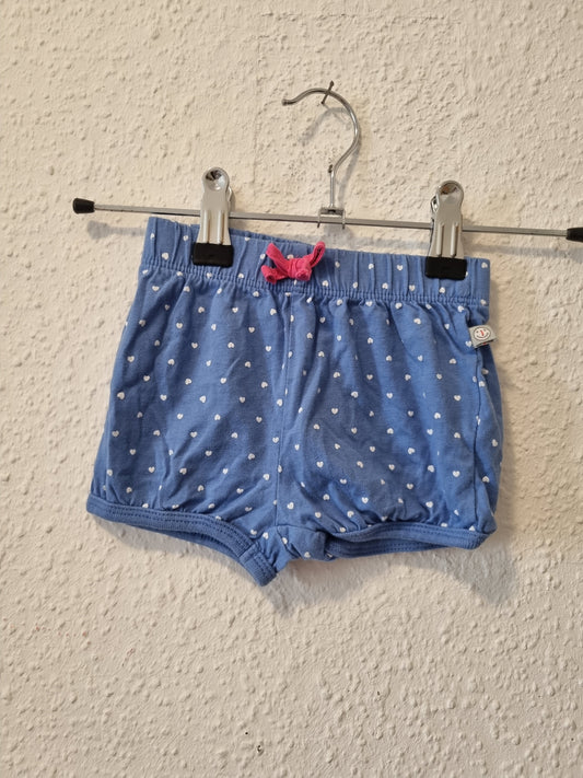 Stoffshort in Blau mit Herzen 68