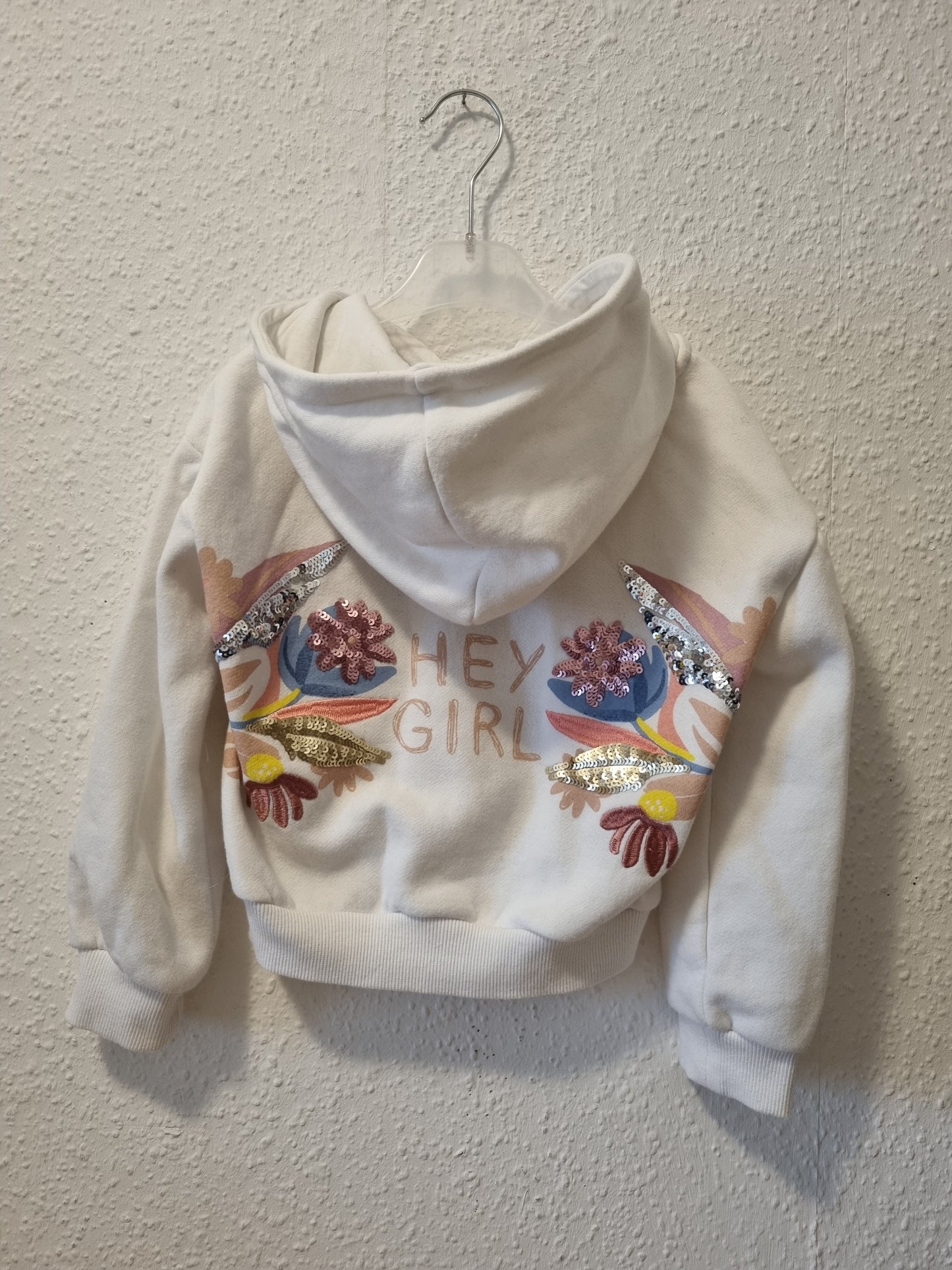 Weiße Sweatjacke mit Kapuze 122