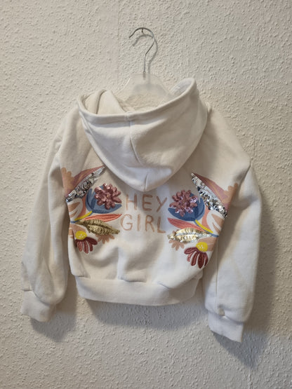 Weiße Sweatjacke mit Kapuze 122