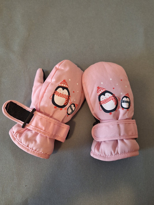 Warme Fäustlinge Rosa mit Pinguinen 98 Winter Kinderkleidung Größenverstellbar Lupilu