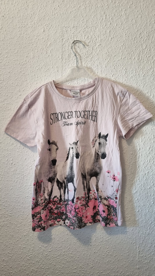 Shirt Rosa mit Pferden 134/140