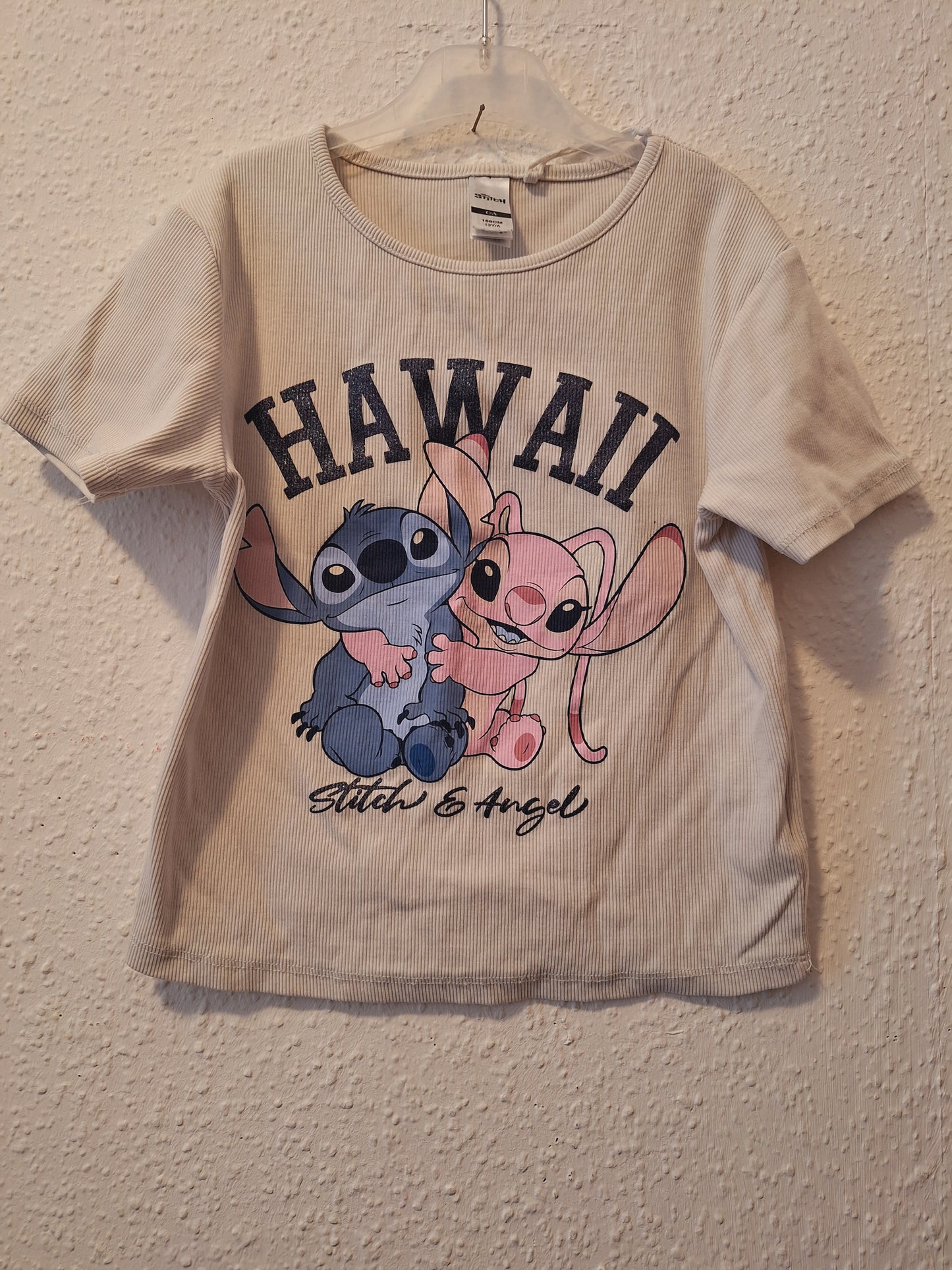 Stitch und Angel Shirt Feinripp weiß 158