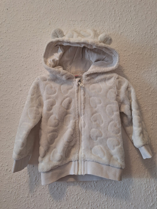 Kaputzenjacke Weiß mit Fell 74
