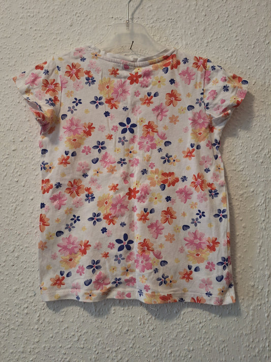 Weißes Shirt Glitzerblumen 110