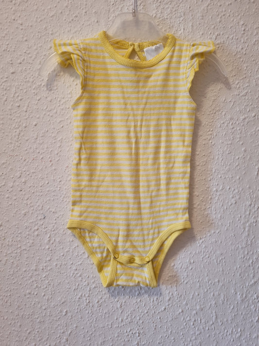 Kurzarmbody in Gelb gestreift 74/80